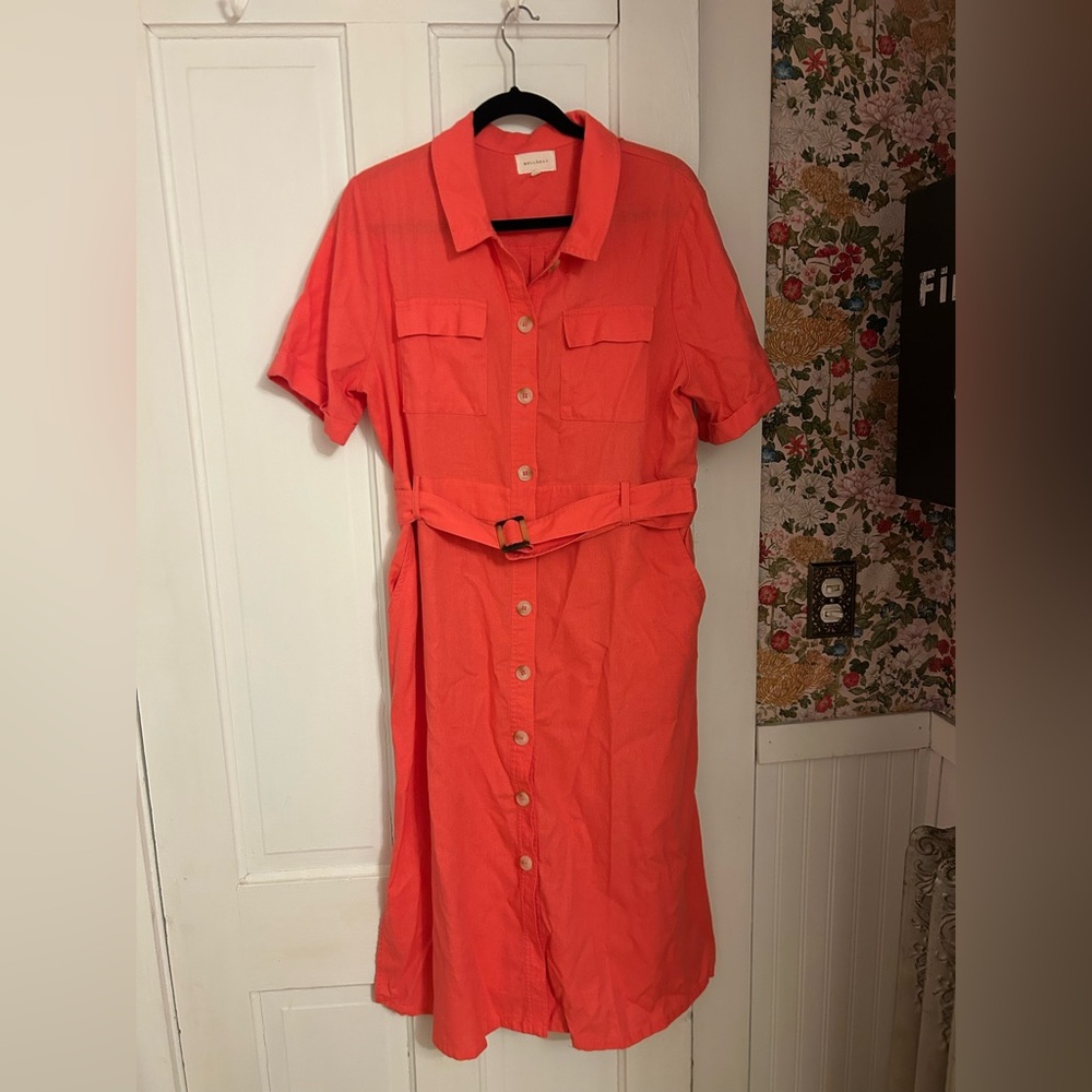 Melloday Hot Pink Button Down Dress